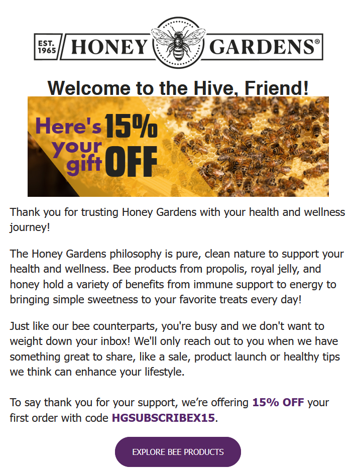 Sample Welcome Email