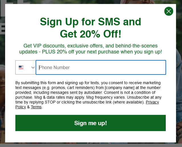 SMS Popup Form